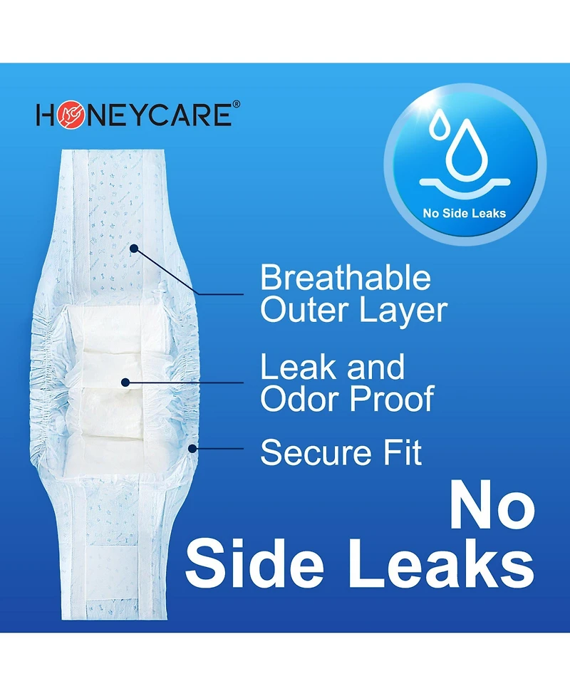 HoneyCare Paw & Dog Bone Print All-Absorb A24 Male Dog Wrap, Large, 100ct