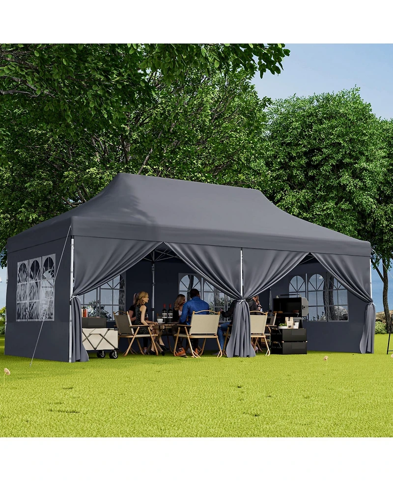 10 x 20 Feet Pop up Canopy with 6 Sidewalls Windows and Carrying Bag