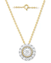 Forever Grown Diamonds 2-Pc. Set Lab Diamond Halo Pendant Necklace & Matching Stud Earrings (1 ct. t.w.) Sterling Silver or 14k Gold-Plated S