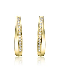 14k Yellow Gold Plated Hoop Earrings with Clear Cubic Zirconia