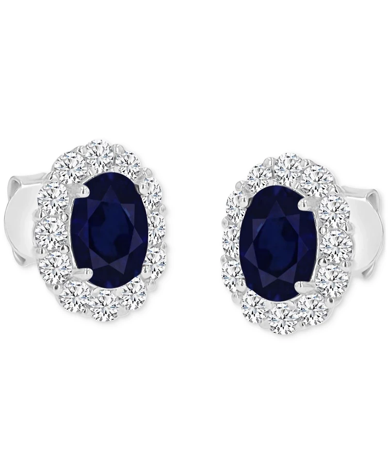 Cubic Zirconia Green Stone Oval Halo Stud Earrings Sterling Silver