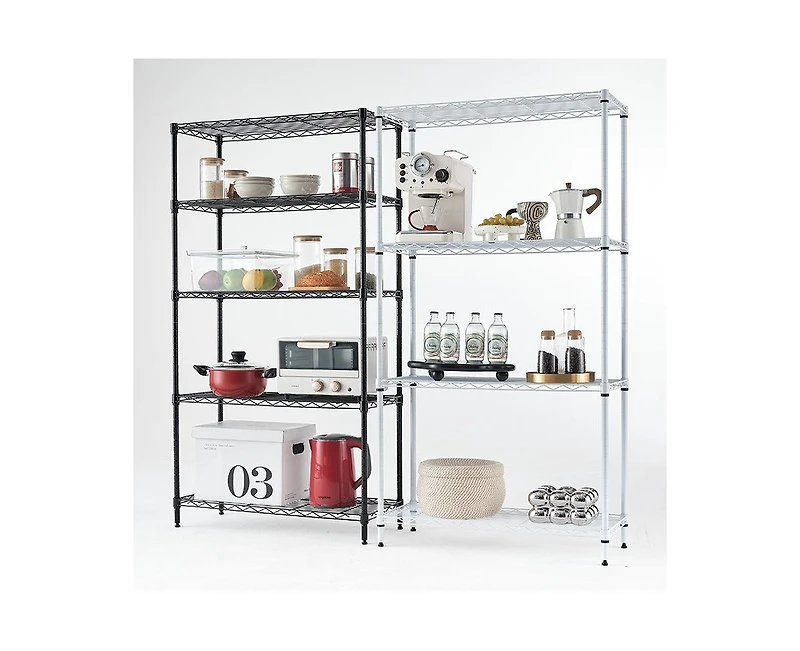 Wire Shelving Metal Storage Rack Adjustable Shelves, Standing Storage Shelf Units for Laundry Bathroom Kitchen Pantry Closet(White, 42L x 18W x 71H