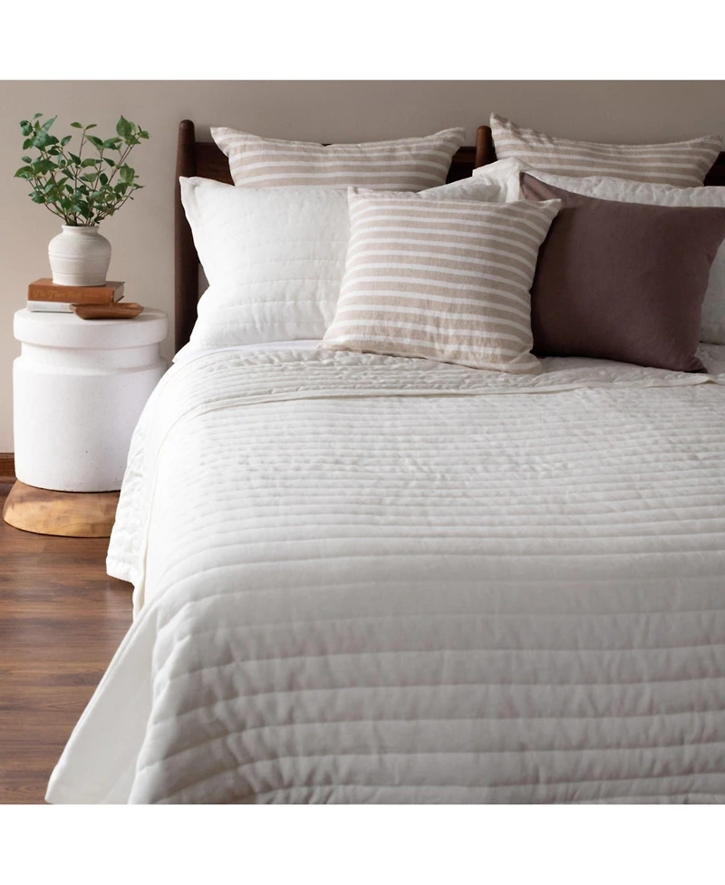 French Linen Channel Stitch Quilt & Sham Set