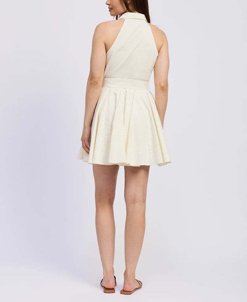 En Saison Women's Ellis Collared Belted Mini Dress