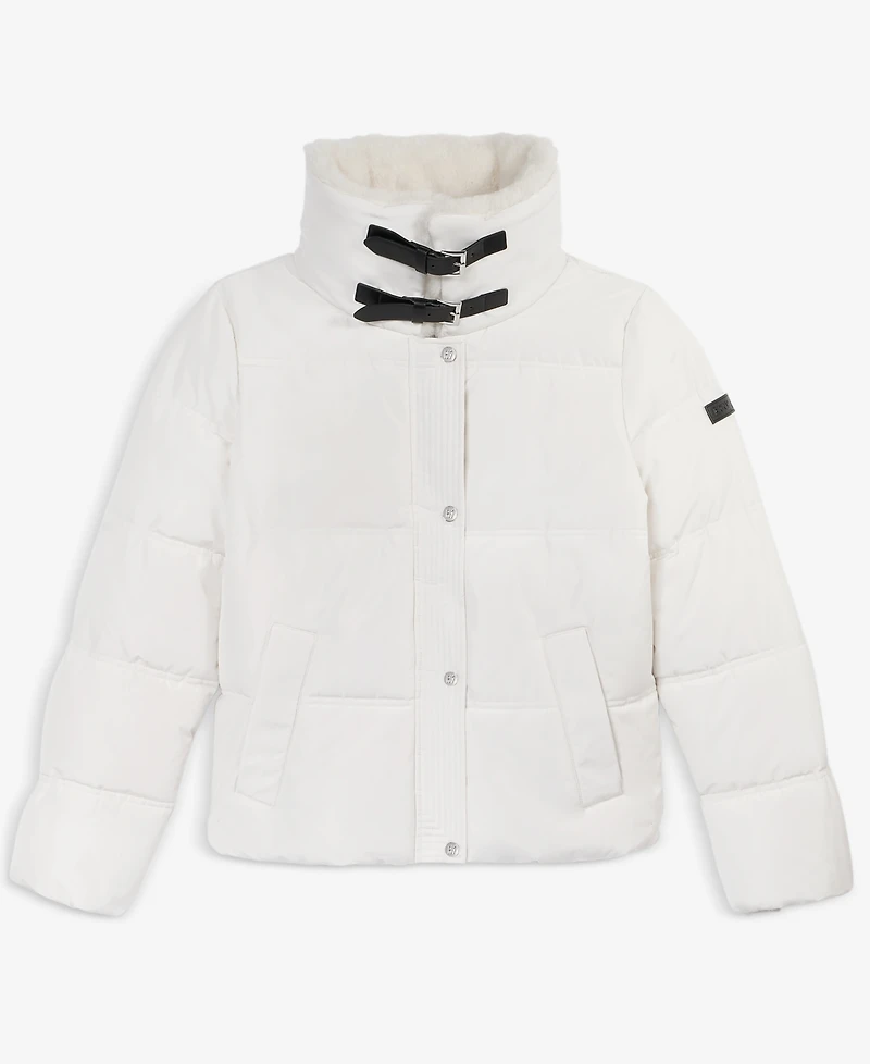 Dkny Women's Faux-Fur-Collar Zip-Front Puffer Coat