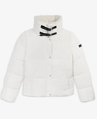 Dkny Women's Faux-Fur-Collar Zip-Front Puffer Coat