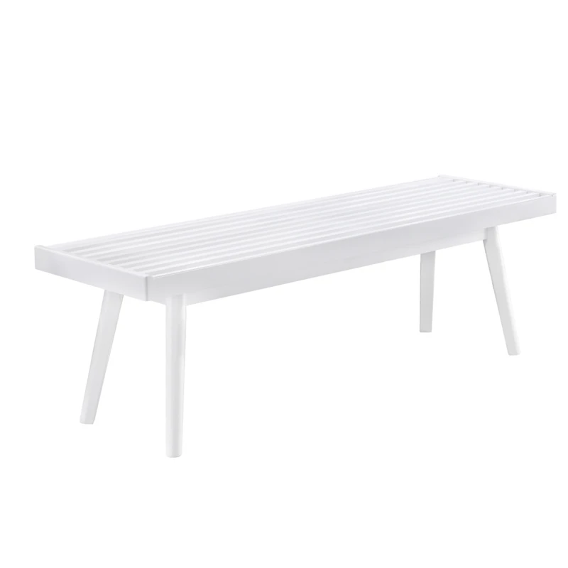 Streamdale Furniture Larwich White Solid Wood Slatted Bench