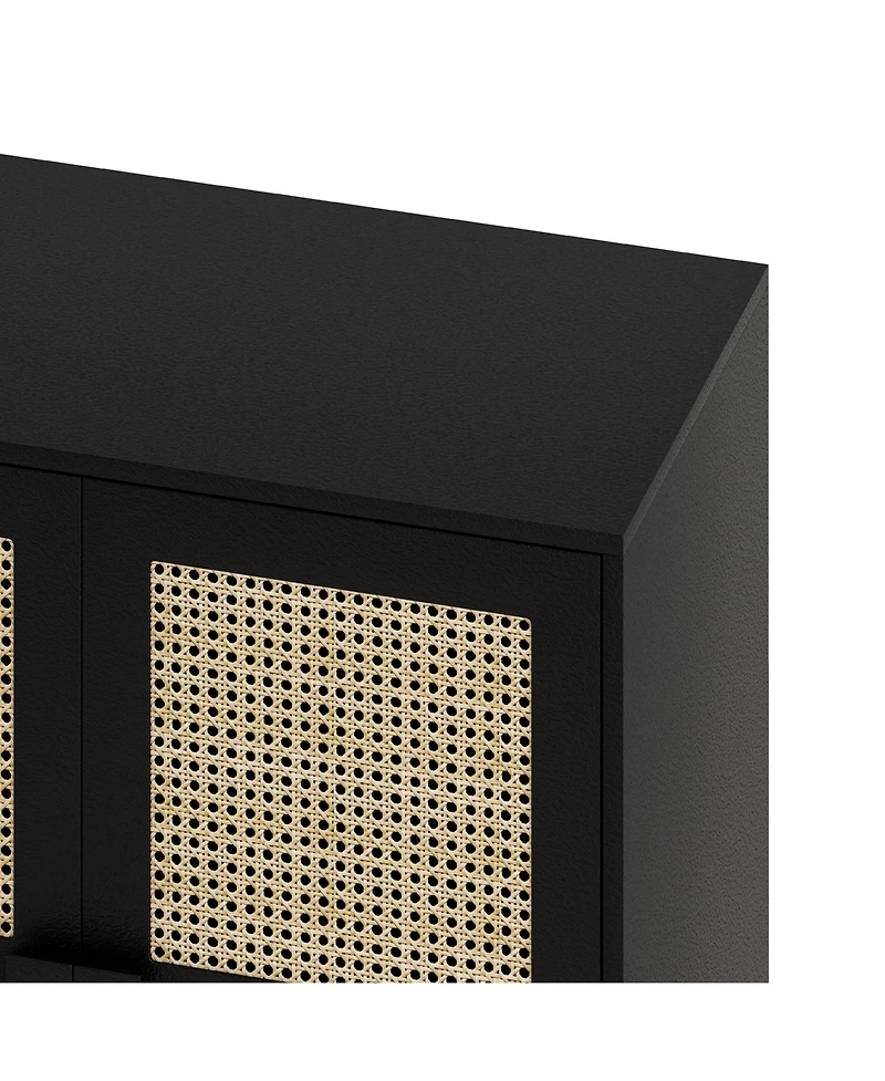 Streamdale 4-Door Rattan Mesh Cabinet for Entryway
