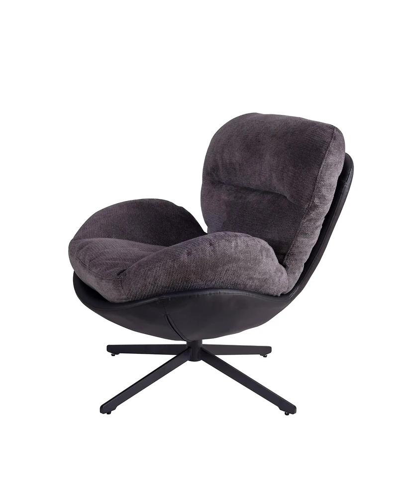 Streamdale Furniture Chenille Lounge Chair with Faux Leather & Metal Base