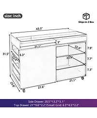 Streamdale 43" Multi-Functional Storage Island Cabinet with Drawers & Shelves