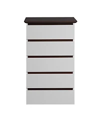 Streamdale Furniture 5 Drawer Tall White Dresser - Mid Century Modern Style