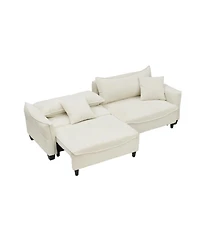 Streamdale Furniture Beige Corduroy Sofa Bed with Pillows for Living Room