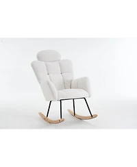 Streamdale Furniture Teddy Fabric Nursery Rocking Chair with Padded Seat and Pillows