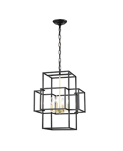 Streamdale 4-Light Tiered Pendant Farm-to-Table Elegance (Matte Black & Gold)