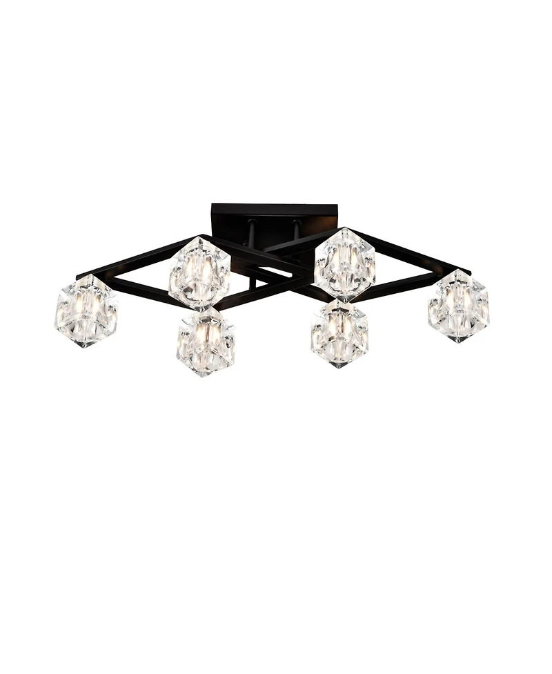 6-Light Crystal Ceiling Lamp for Dining Room, Modern Entryway Light