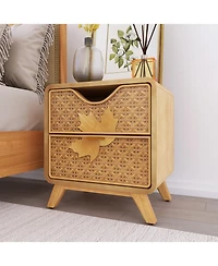 Hand-Carved 2-Drawers Accent Cabinet - Traditional Craftsmanship and Functionality Combined