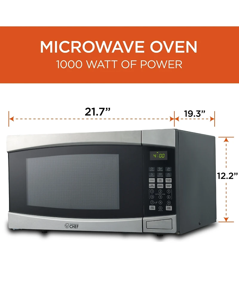 1.6 Cu. Ft. Counter Top Microwave, Stainless Steel