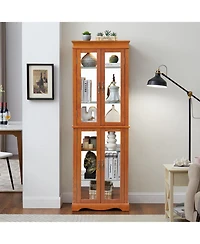 Streamdale Lighted Glass Display Cabinet, Wood Frame