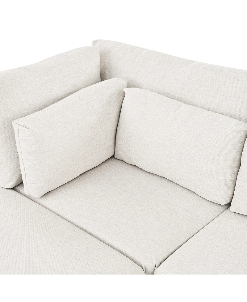 Streamdale Modern Sectional Sofa with Ottoman, 4-Seat Set, 110" L-Shaped Sofa with Pillows