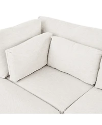 Streamdale Modern Sectional Sofa with Ottoman, 4-Seat Set, 110" L-Shaped Sofa with Pillows