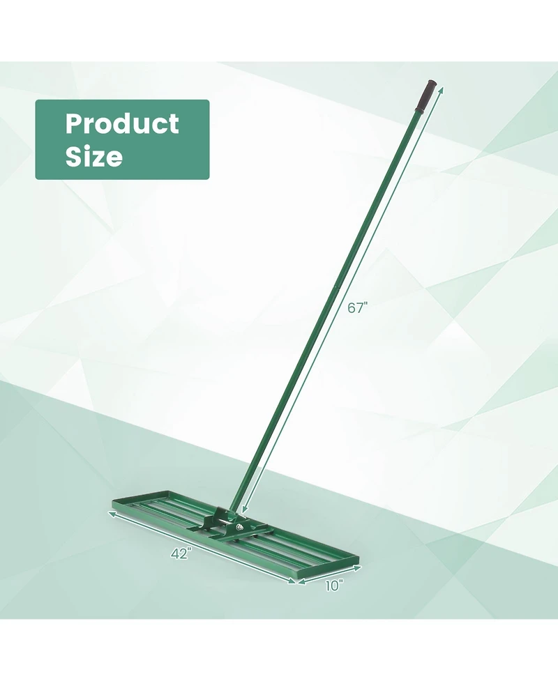 42 x 10 Inch Lawn Leveling Rake with Ergonomic Handle