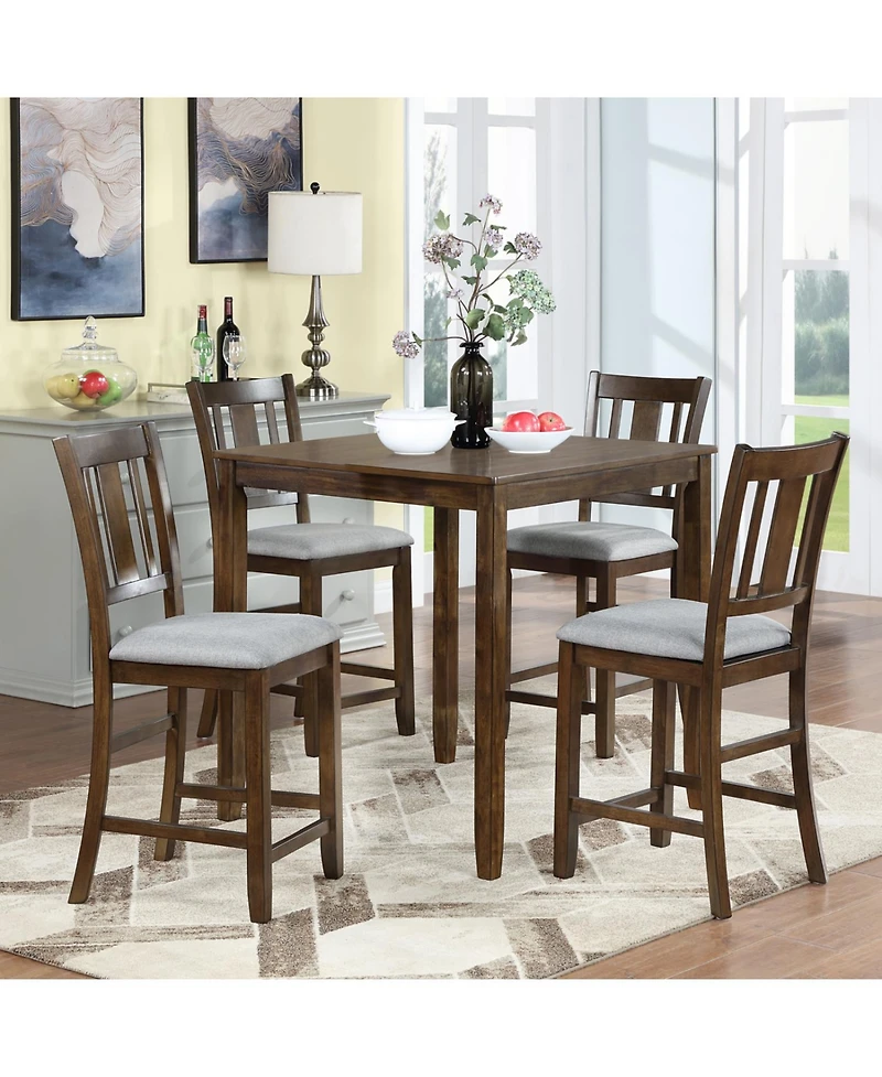 Streamdale Counter Height Dining Chairs (4) with Walnut Padded Seat