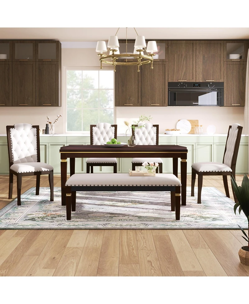 Streamdale 6-Piece Dining Set Table, 4 Chairs, Bench