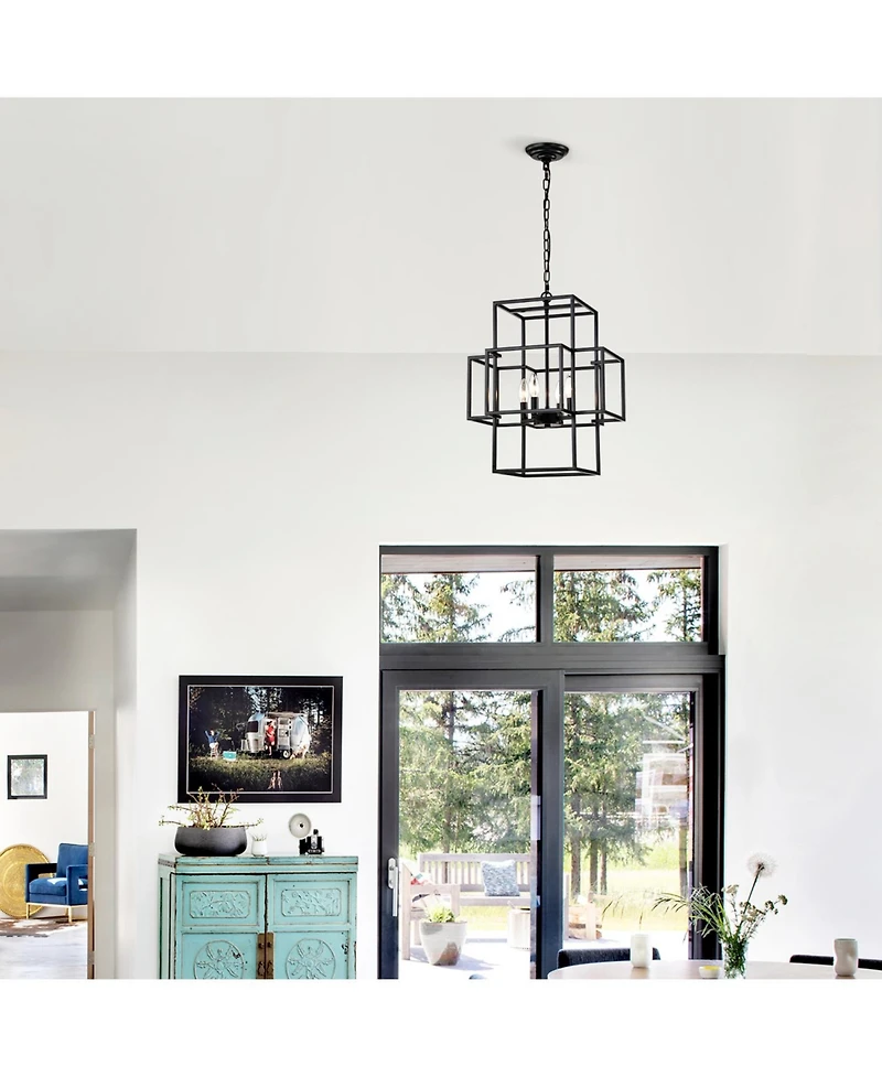 Streamdale Matte Black 4-Light Adjustable Pendant Light for Dining Room, Farmhouse Style