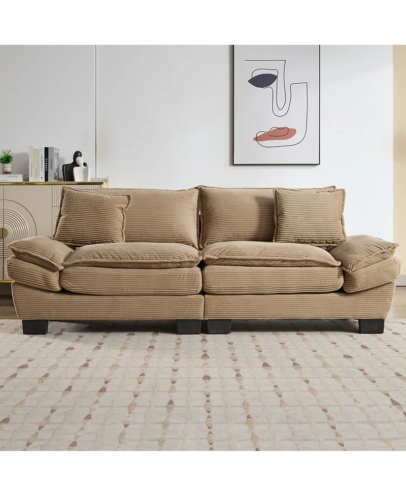Streamdale Corduroy Sofa Sleeper Couch with Pillows