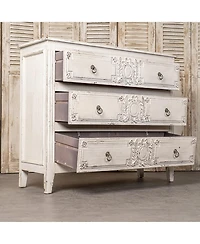 Streamdale Vintage Pinewood Cabinet with Antique Cream Finish and Spacious Drawers for Timeless Appeal