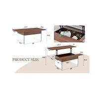 Streamdale Multifunctional Lift Top Coffee Table with Dark Wood Grain Sticker