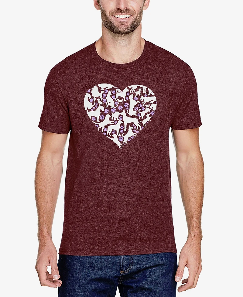 La Pop Art Men's Dog Heart Premium Blend Word T-Shirt