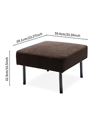 Streamdale Brown L-Shaped 2-Seater Sofa with Ottoman, Modern Loveseat for Small Spaces