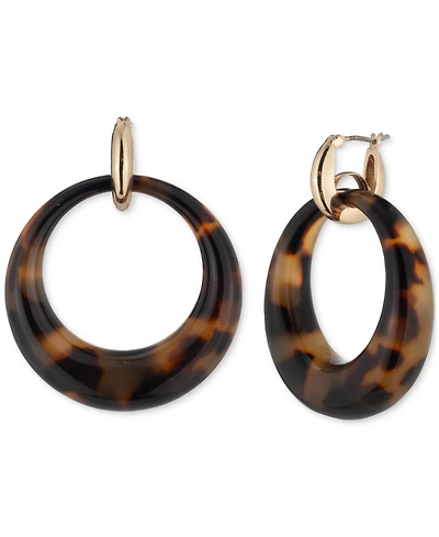 Lauren Ralph Lauren Gold-Tone Tortoise Shell-Look Doorknocker Drop Earrings