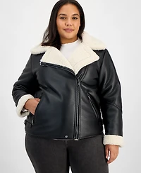 Steve Madden Plus Asymmetric Faux-Shearling Coat