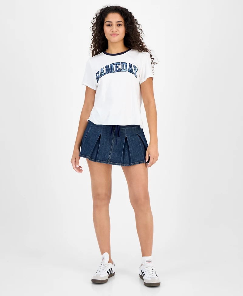 Madden Girl Juniors' Varsity Pleated Drawstring Skirt