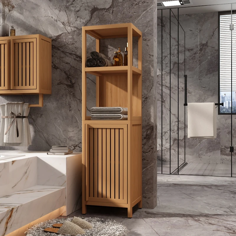 Streamdale Tall & Slim Bamboo Cabinet with Shutter Door