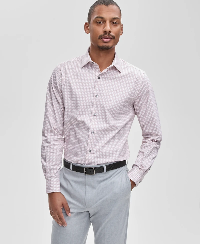 Alfani Men's Slim-Fit Geo-Print Dress Shirt, Macy's Exclusive