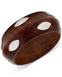Lauren Ralph Lauren Silver-Tone Polished Wood Bangle Bracelet