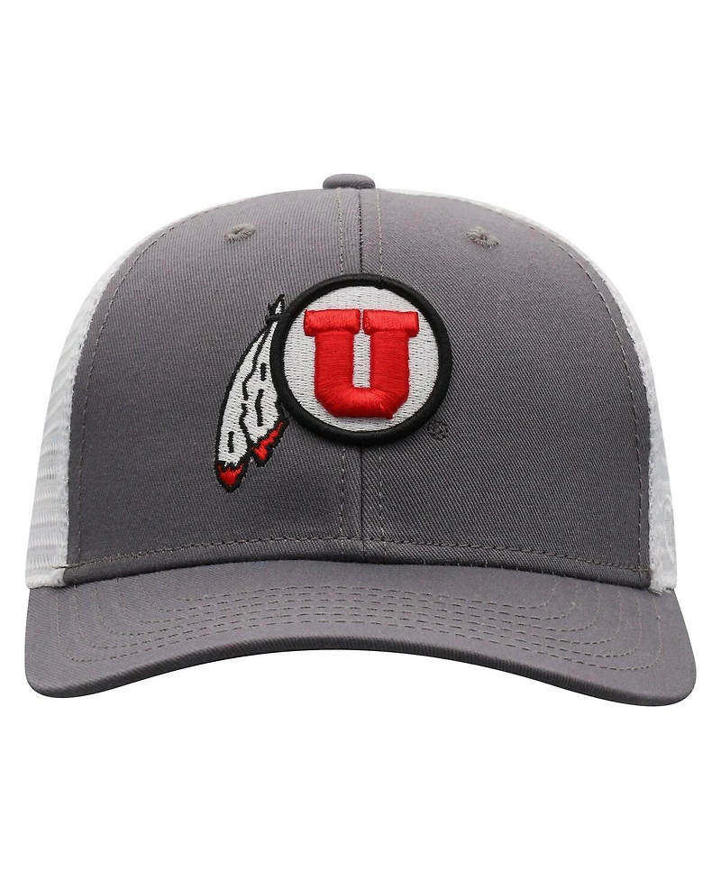 Top of the World Men's Gray/White Utah Utes Victory Baseline Trucker Adjustable Hat