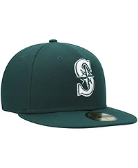 New Era Men's Green Seattle Mariners White Logo 59FIFTY Fitted Hat