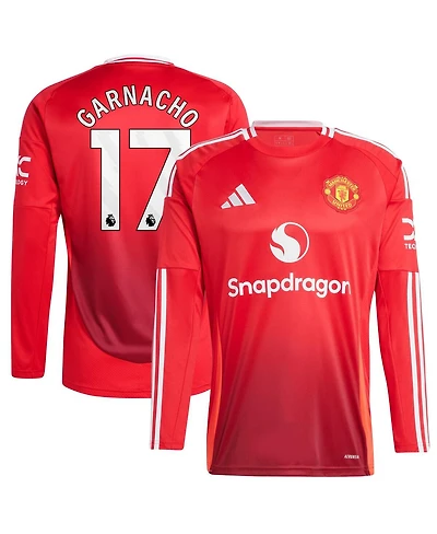 Adidas Men's Alejandro Garnacho Red Manchester United 2024/25 Home Long Sleeve Replica Player Jersey