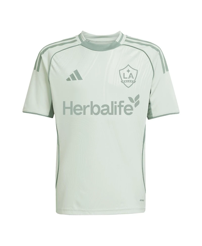 Adidas Big Boys and Girls Light Green La Galaxy 2025 One Planet Pre-Match Jersey