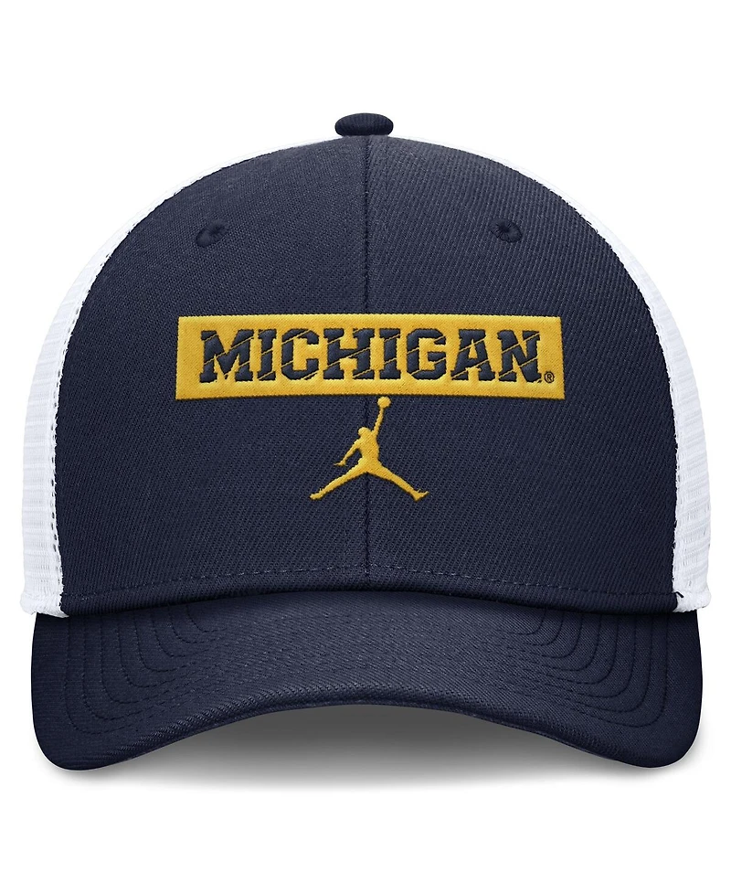 Jordan Men's Michigan Wolverines Navy/White Adjustable Trucker Hat
