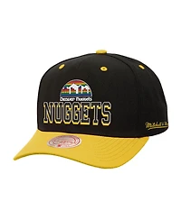 Mitchell & Ness Men's Black/Gold Denver Nuggets Backside Script Two-Tone Pro Crown Adjustable Hat