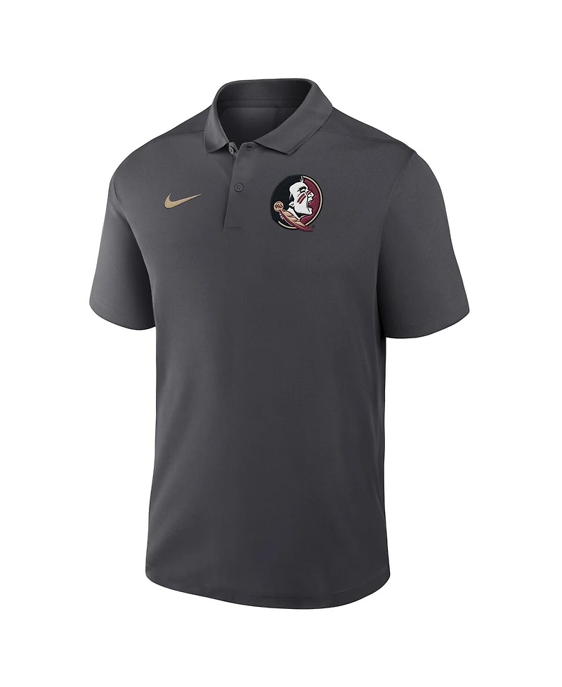 Nike Men's Anthracite Florida State Seminoles Primetime Victory Primary Logo Performance Polo Shirt