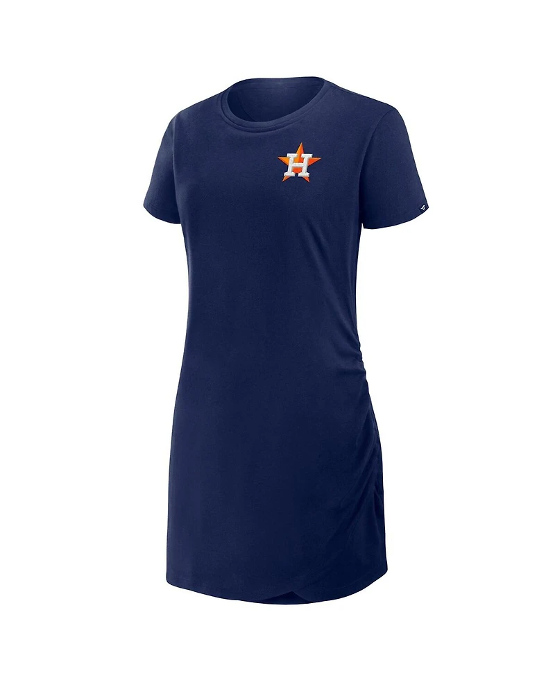 Fanatics Women's Navy Houston Astros Ruched Drape T-Shirt Dress