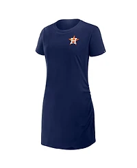 Fanatics Women's Navy Houston Astros Ruched Drape T-Shirt Dress