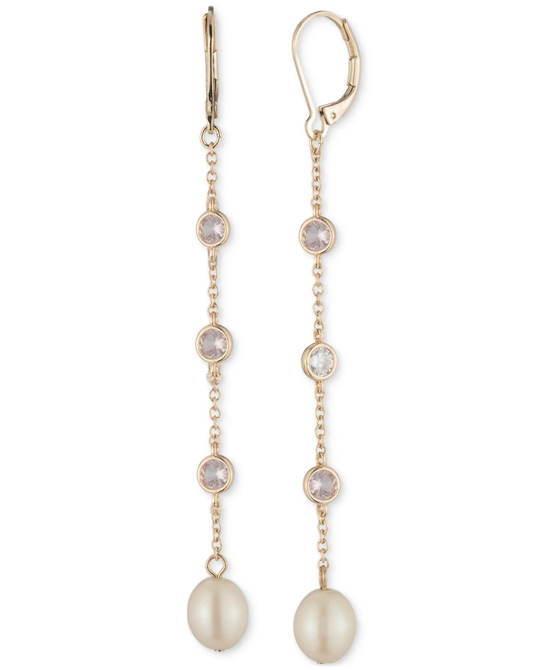 Lauren Ralph Lauren Gold-Tone Imitation Pearl Beaded Linear Earrings