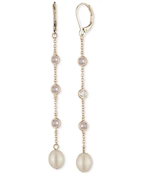 Lauren Ralph Lauren Gold-Tone Imitation Pearl Beaded Linear Earrings